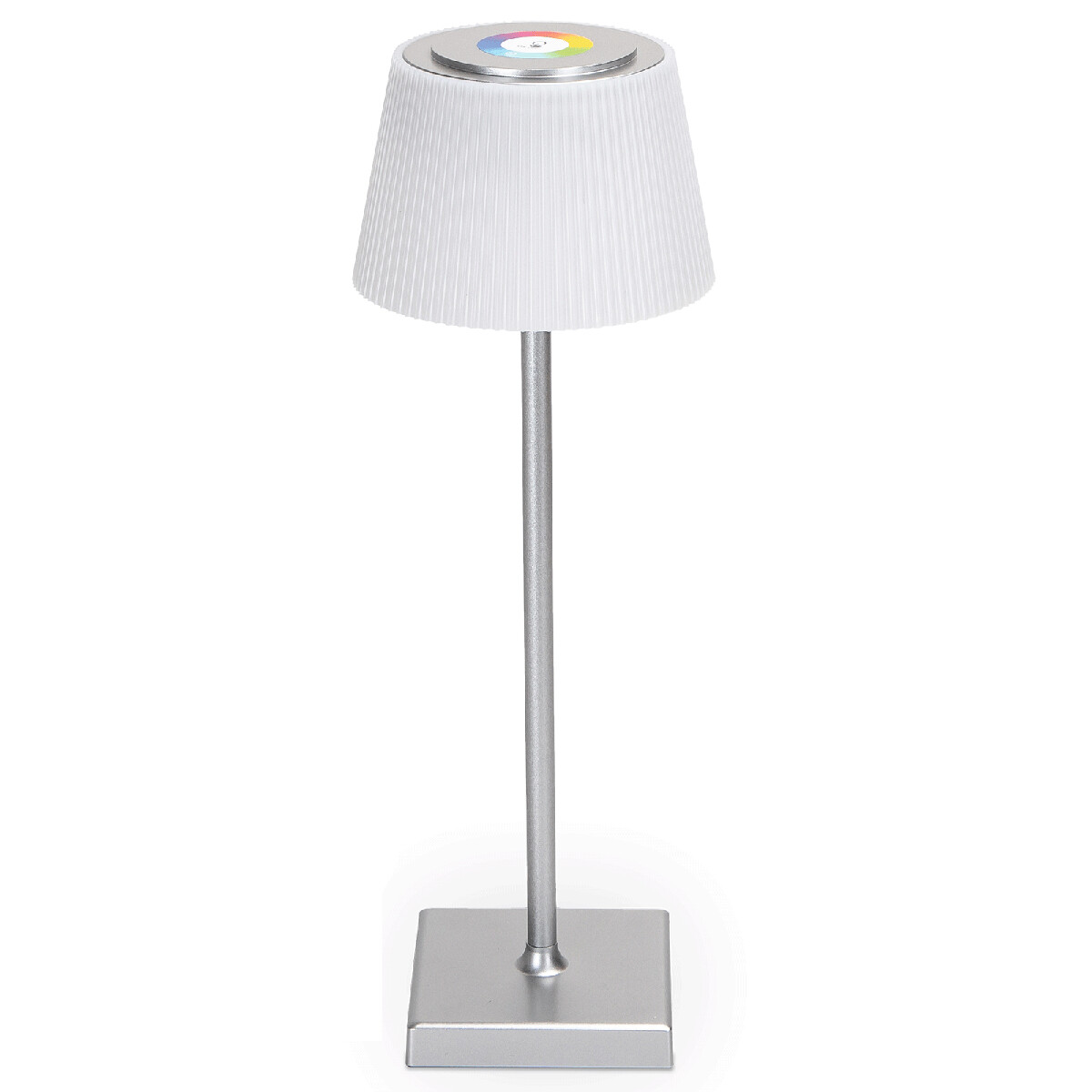 BES LED Tafellamp op Oplaadbare Batterijen - Draadloos Bureaulamp - Dimbaar - RGB+CCT - Touch Bediening - USB - Zilver