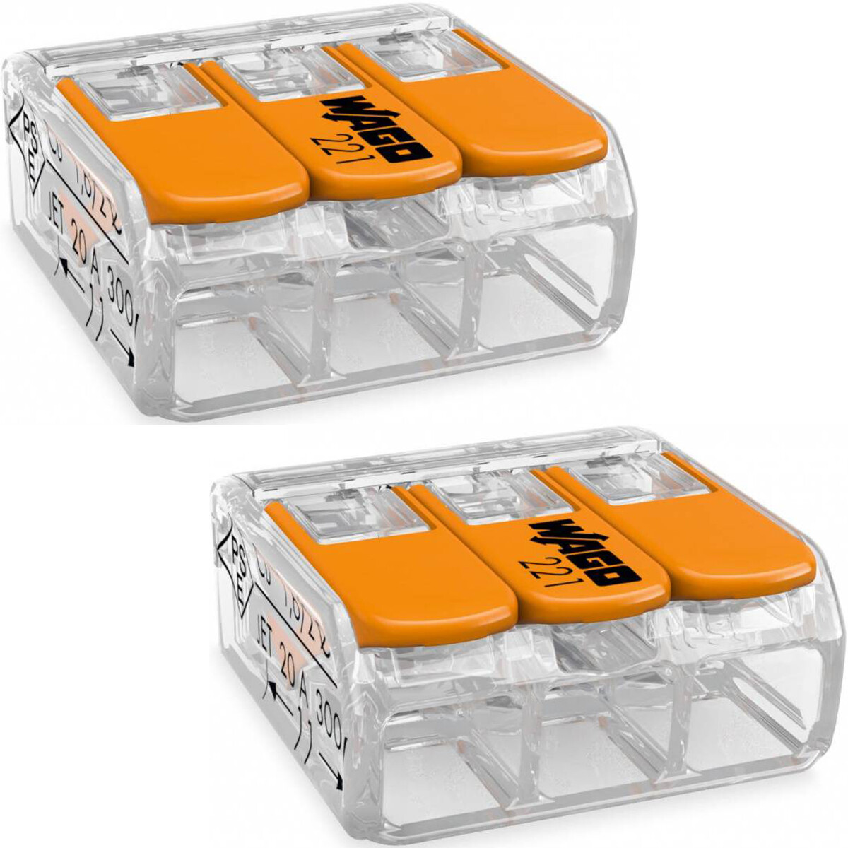 WAGO - Lasklem Set 2 Stuks - 3 Polig met Klemmetjes - Oranje product afbeelding